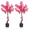 2 Pack 41 Inch Artificial Plum Blossom Tree Fake Floral Plant with 92 Flowers-Red